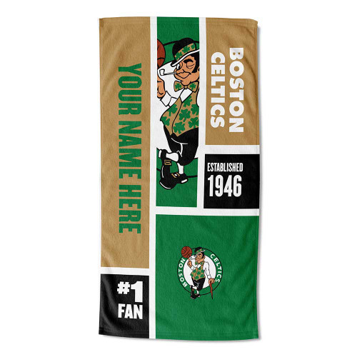 Boston Celtics Personalized Colorblock Beach Towel
