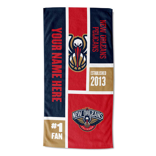 New Orleans Pelicans Personalized Colorblock Beach Towel