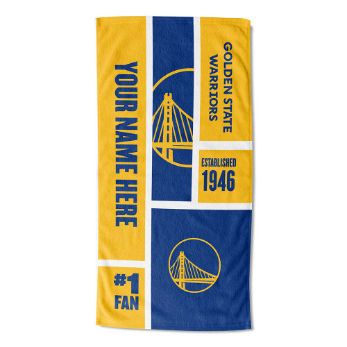 Golden State Warriors Personalized Colorblock Beach Towel