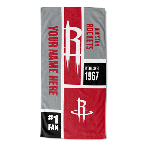 Houston Rockets Personalized Colorblock Beach Towel