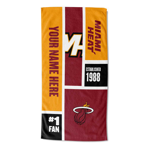 Miami Heat Personalized Colorblock Beach Towel