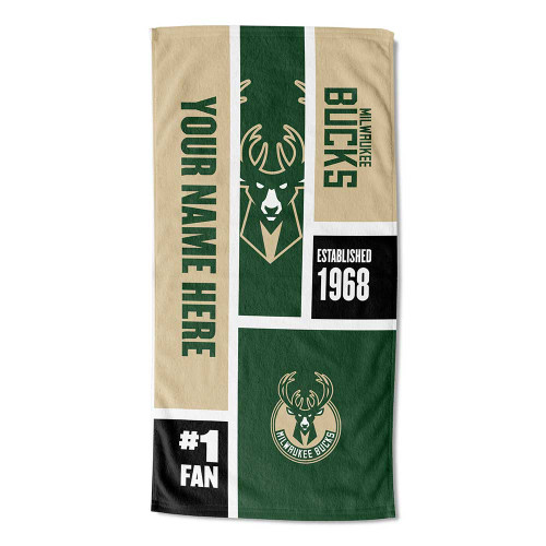 Milwaukee Bucks Personalized Colorblock Beach Towel