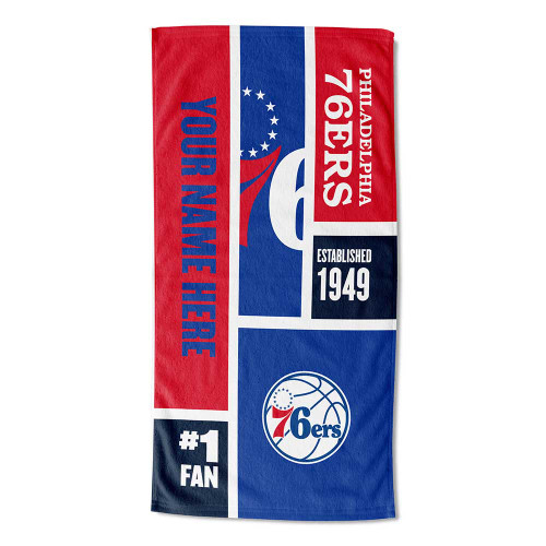 Philadelphia 76ers Personalized Colorblock Beach Towel