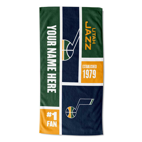 Utah Jazz Personalized Colorblock Beach Towel