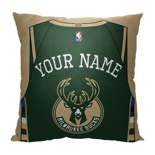 Milwaukee Bucks Personalized Jersey Throw Pillow