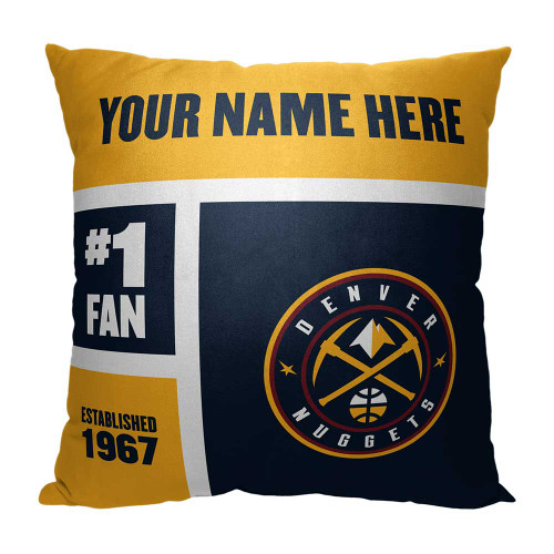 Denver Nuggets Personalized Colorblock Throw Pillow