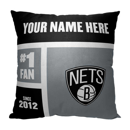 Brooklyn Nets Personalized Colorblock Throw Pillow
