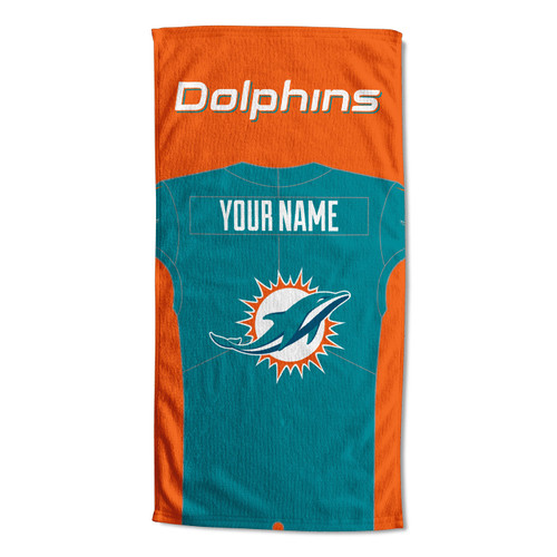 Miami Dolphins Personalized Jersey Beach Towel
