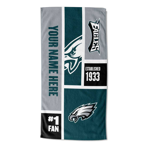 Philadelphia Eagles Personalized Colorblock Beach Towel