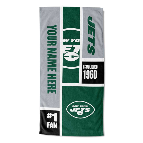 New York Jets Personalized Colorblock Beach Towel