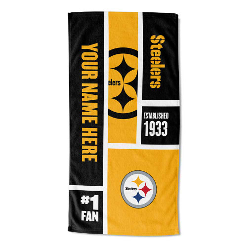 Pittsburgh Steelers Personalized Colorblock Beach Towel