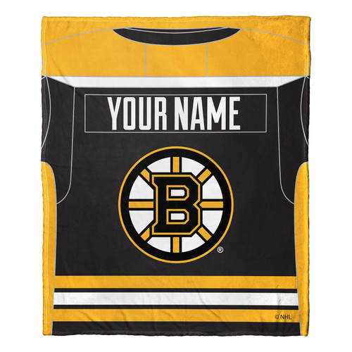 Boston Bruins Personalized Jersey Silk Touch Throw Blanket