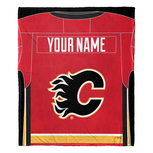 Calgary Flames Personalized Jersey Silk Touch Throw Blanket