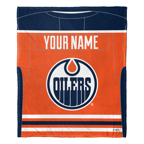 Edmonton Oilers Personalized Jersey Silk Touch Throw Blanket