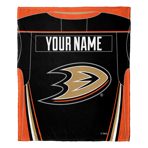 Anaheim Ducks Personalized Jersey Silk Touch Throw Blanket