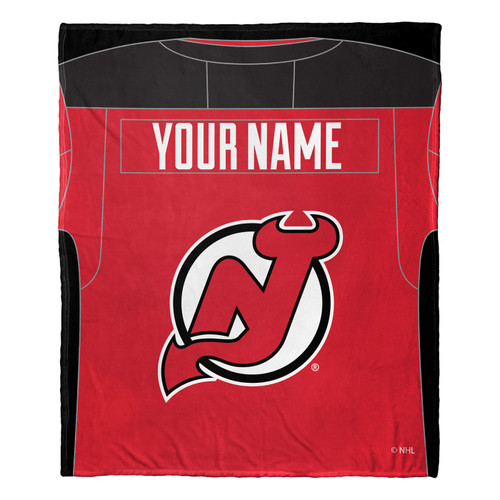 New Jersey Devils Personalized Jersey Silk Touch Throw Blanket