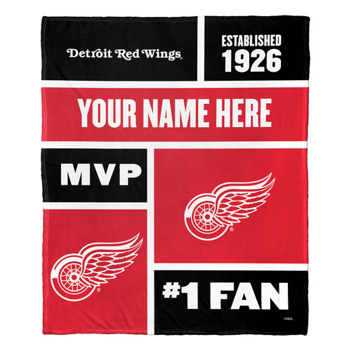 Detroit Red Wings Personalized Colorblock Silk Touch Throw Blanket