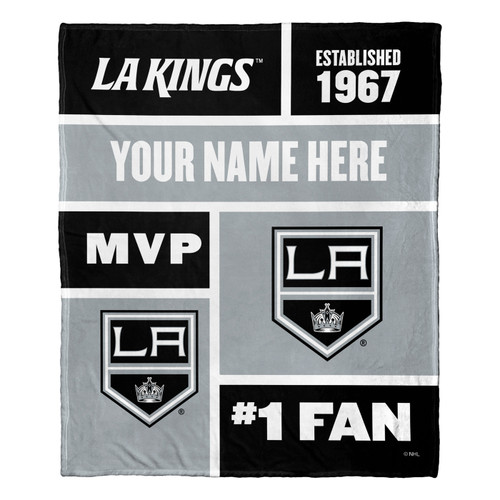 Los Angeles Kings Personalized Colorblock Silk Touch Throw Blanket