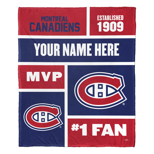 Montreal Canadiens Personalized Colorblock Silk Touch Throw Blanket