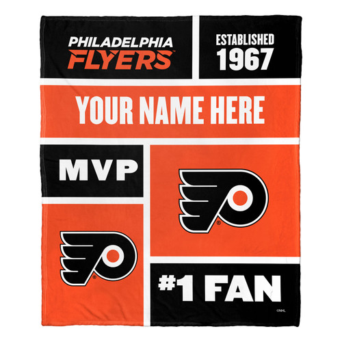 Philadelphia Flyers Personalized Colorblock Silk Touch Throw Blanket