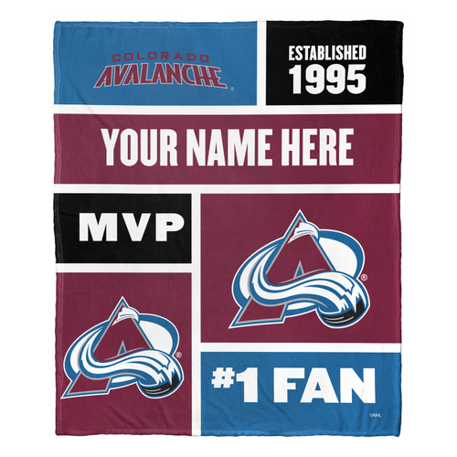 Colorado Avalanche Personalized Colorblock Silk Touch Throw Blanket