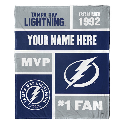 Tampa Bay Lightning Personalized Colorblock Silk Touch Throw Blanket