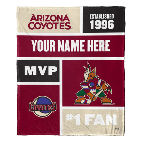 Arizona Coyotes Personalized Colorblock Silk Touch Throw Blanket