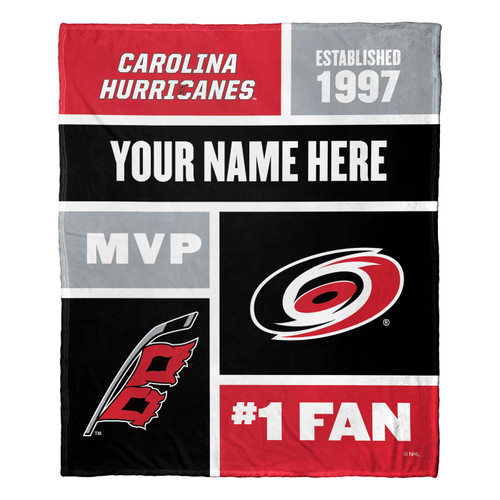 Carolina Hurricanes Personalized Colorblock Silk Touch Throw Blanket