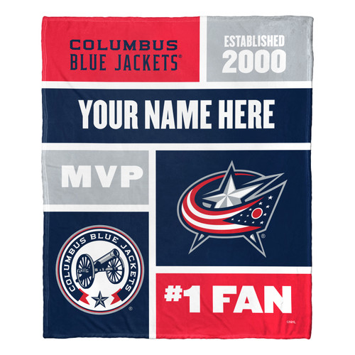 Columbus Blue Jackets Personalized Colorblock Silk Touch Throw Blanket