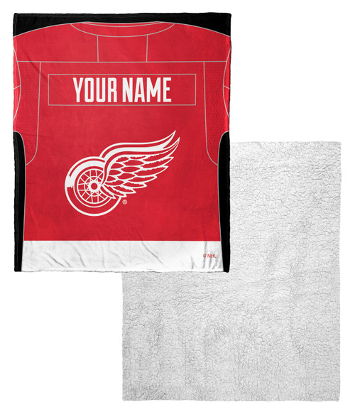 Detroit Red Wings Personalized Jersey Silk Touch Sherpa Throw Blanket