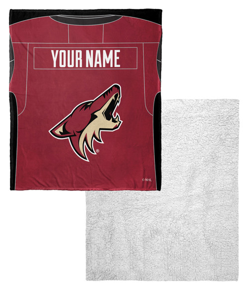 Arizona Coyotes Personalized Jersey Silk Touch Sherpa Throw Blanket
