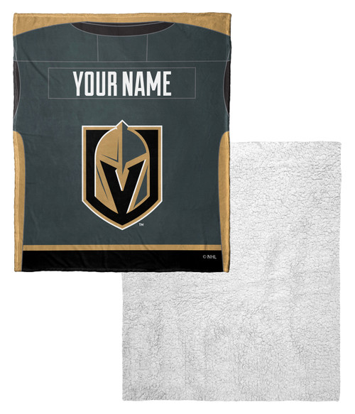 Vegas Golden Knights Personalized Jersey Silk Touch Sherpa Throw Blanket