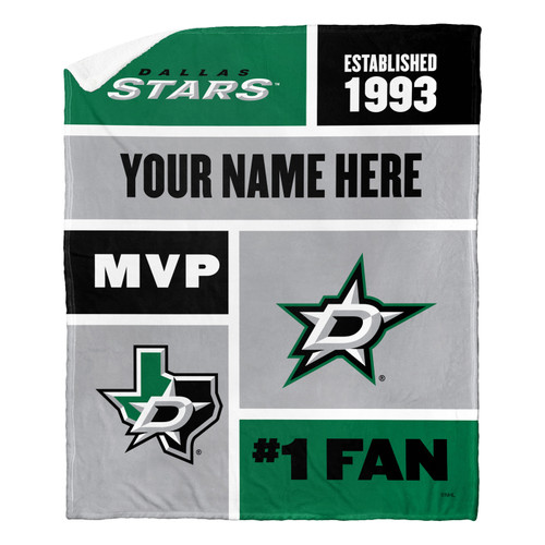 Dallas Stars Personalized Colorblock Sherpa Throw Blanket