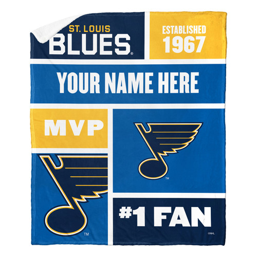 St. Louis Blues Personalized Colorblock Sherpa Throw Blanket