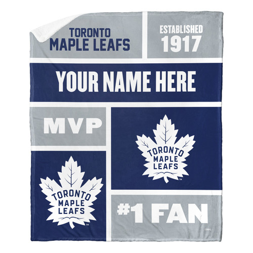 Toronto Maple Leafs Personalized Colorblock Sherpa Throw Blanket