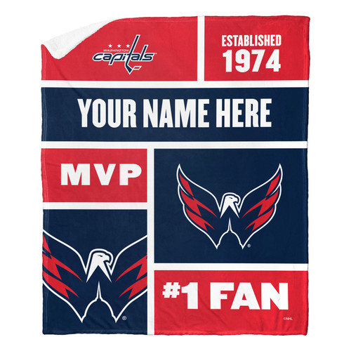 Washington Capitals Personalized Colorblock Sherpa Throw Blanket