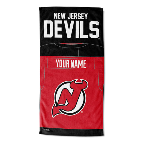 New Jersey Devils Personalized Jersey Beach Towel