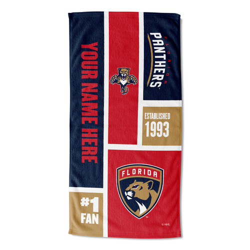 Florida Panthers Personalized Colorblock Beach Towel