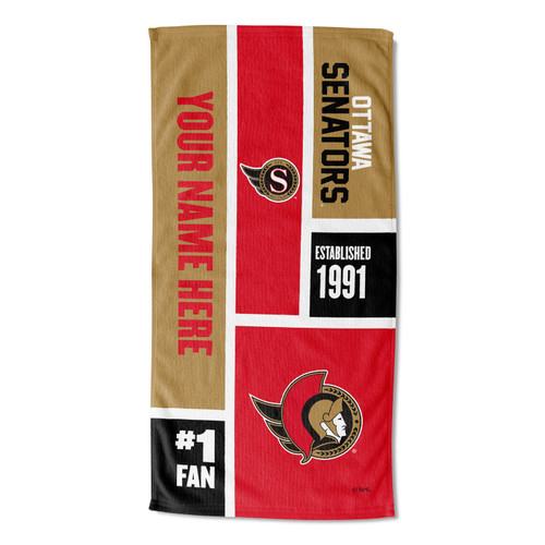 Ottawa Senators Personalized Colorblock Beach Towel
