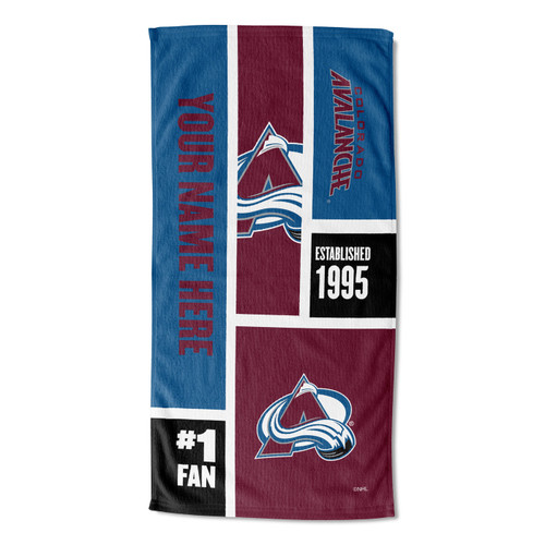 Colorado Avalanche Personalized Colorblock Beach Towel