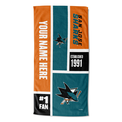 San Jose Sharks Personalized Colorblock Beach Towel