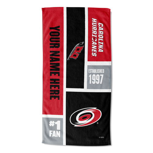 Carolina Hurricanes Personalized Colorblock Beach Towel