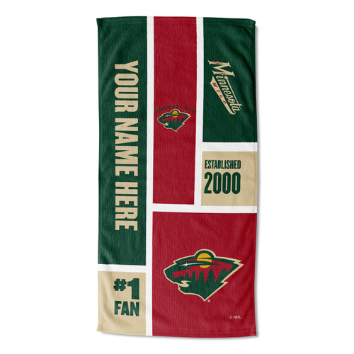 Minnesota Wild Personalized Colorblock Beach Towel