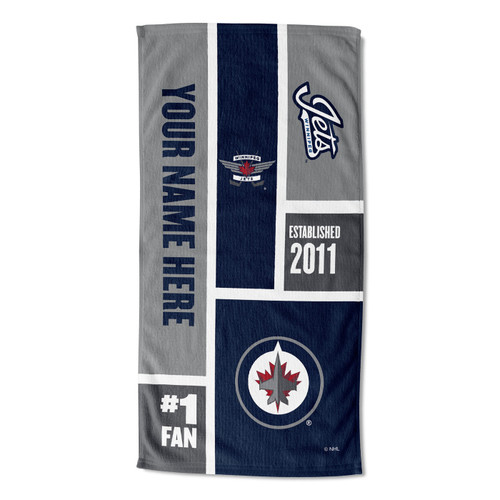 Winnipeg Jets Personalized Colorblock Beach Towel