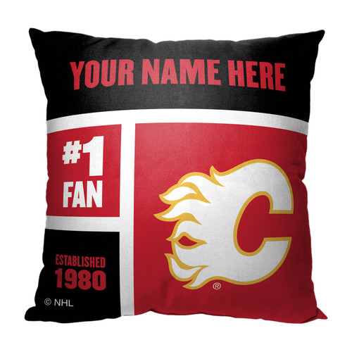 Calgary Flames Personalized Colorblock Throw Pillow