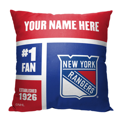 New York Rangers Personalized Colorblock Throw Pillow