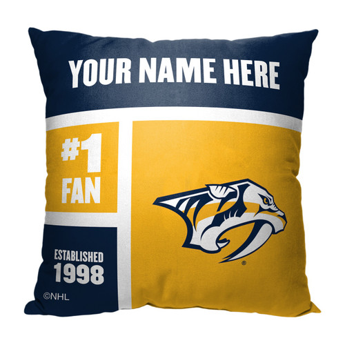 Nashville Predators Personalized Colorblock Throw Pillow