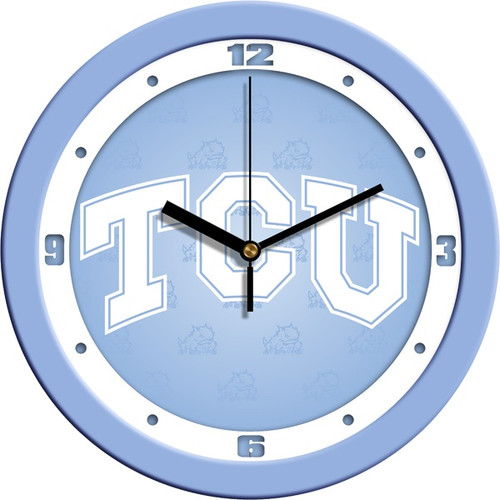 Texas Christian Horned Frogs Baby Blue Wall Clock