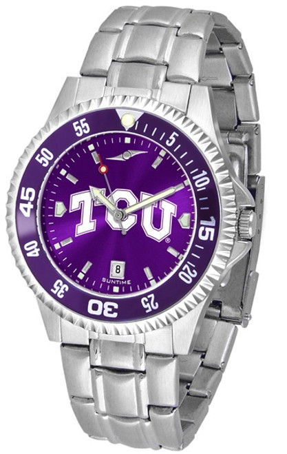 Texas Christian Horned Frogs Competitor Steel AnoChrome Color Bezel Men's Watch