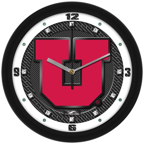 Utah Utes Carbon Fiber Wall Clock